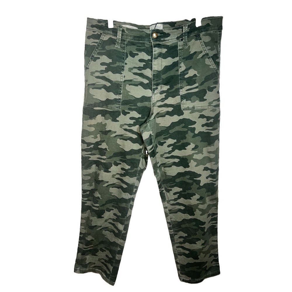 Universal Thread Jeans High Rise Straight Women's 14/34 Stretch Camo Green 8971